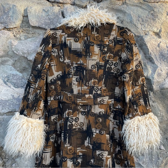 ILGWU Union Made | Rare Vintage 60s 70s Tapestry Penny Lane Duster Fur Coat - Picture 10 of 15